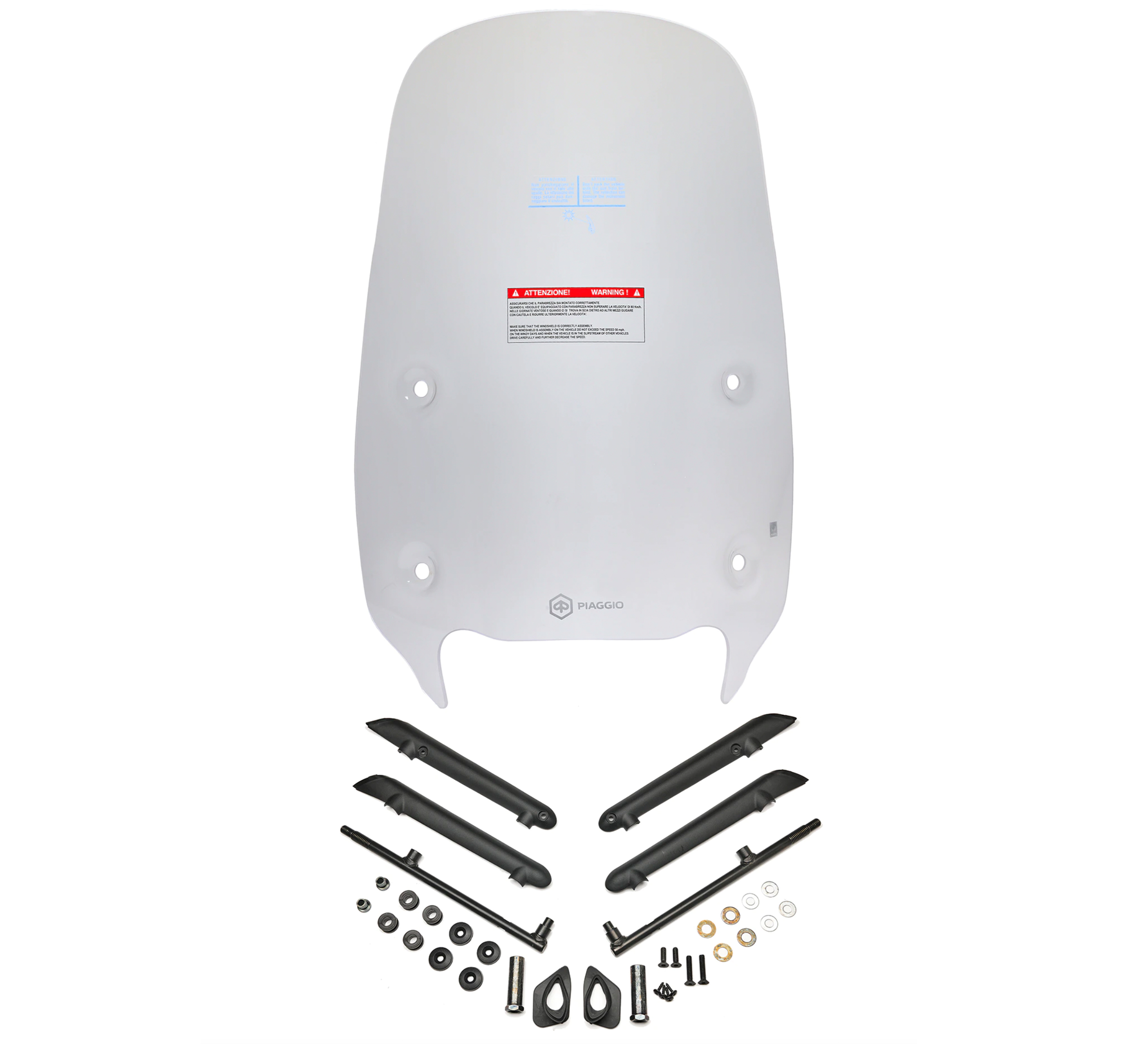Pare-brise grand avec support, transparent, top pour Beverly HPE Original Piaggio