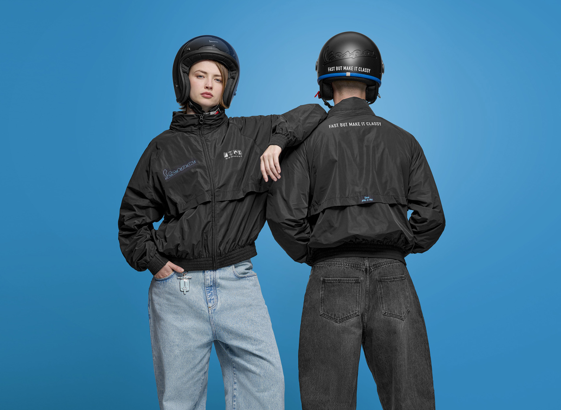 Veste coupe-vent Vespa noire collection DEC