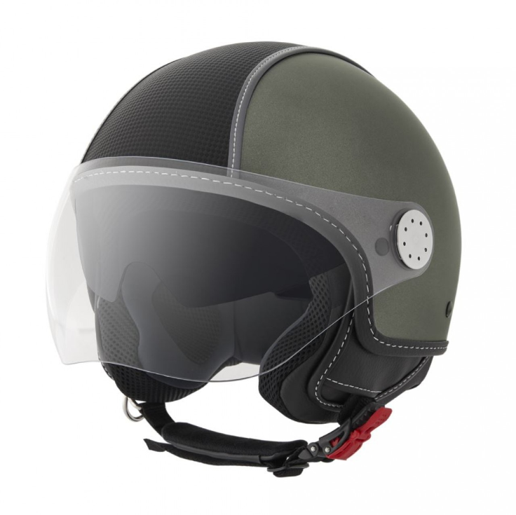 Casque Piaggio Demi Jet, Carbonskin, vert armée, mat