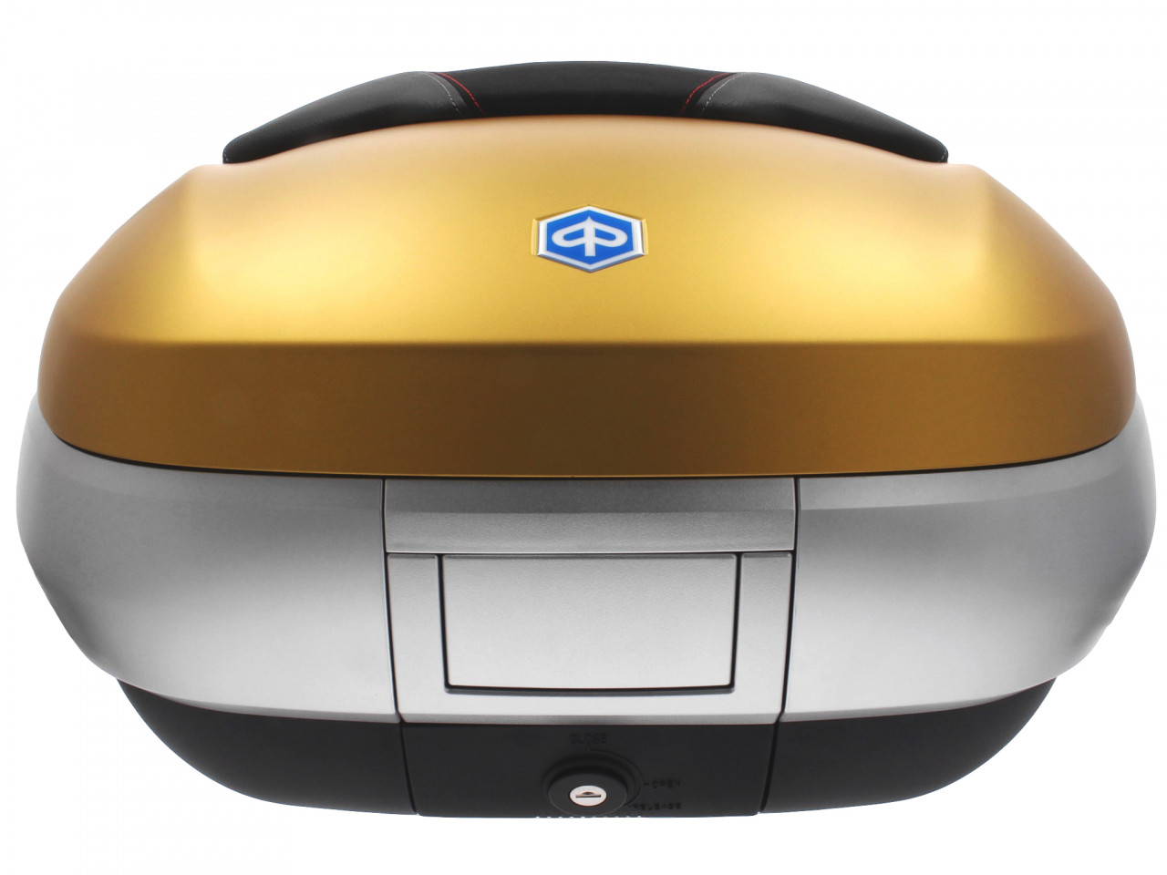 Top Case 50 l, (LE_gold matt) incl. coussin dorsal pour Piaggio MP3 500 Sport Advance HPE