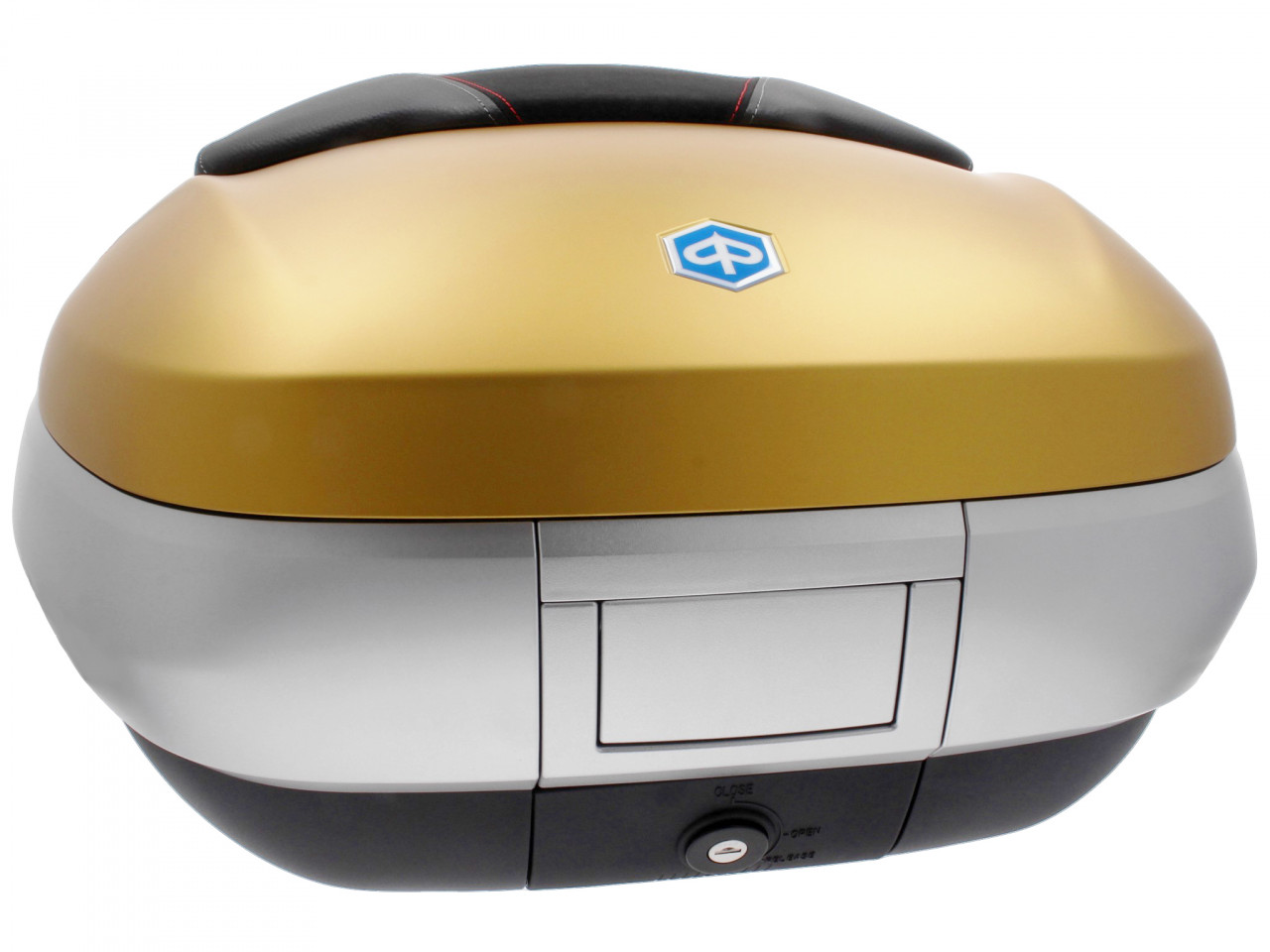 Top Case 50 l, (LE_gold matt) incl. coussin dorsal pour Piaggio MP3 500 Sport Advance HPE