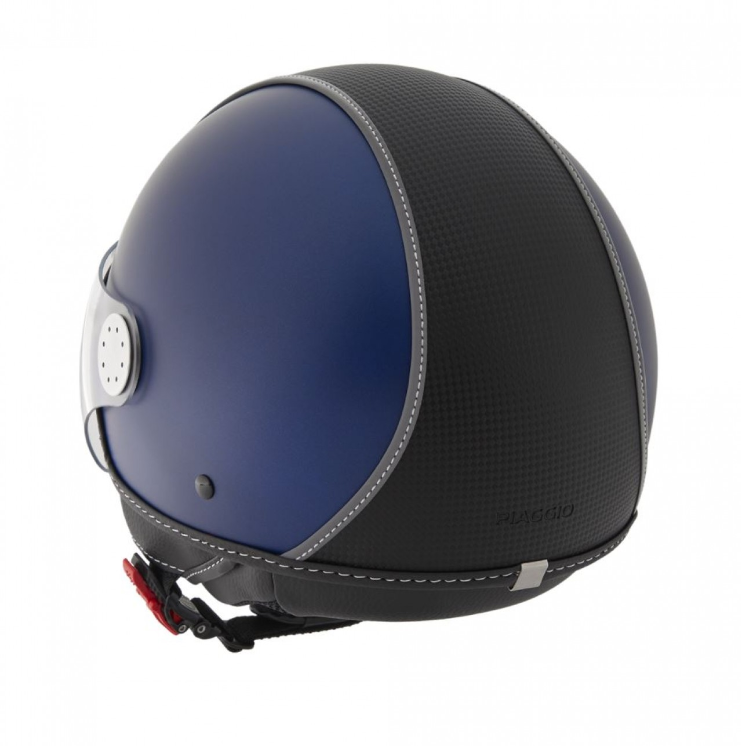 Casque demi jet Piaggio, peau de carbone, bleu